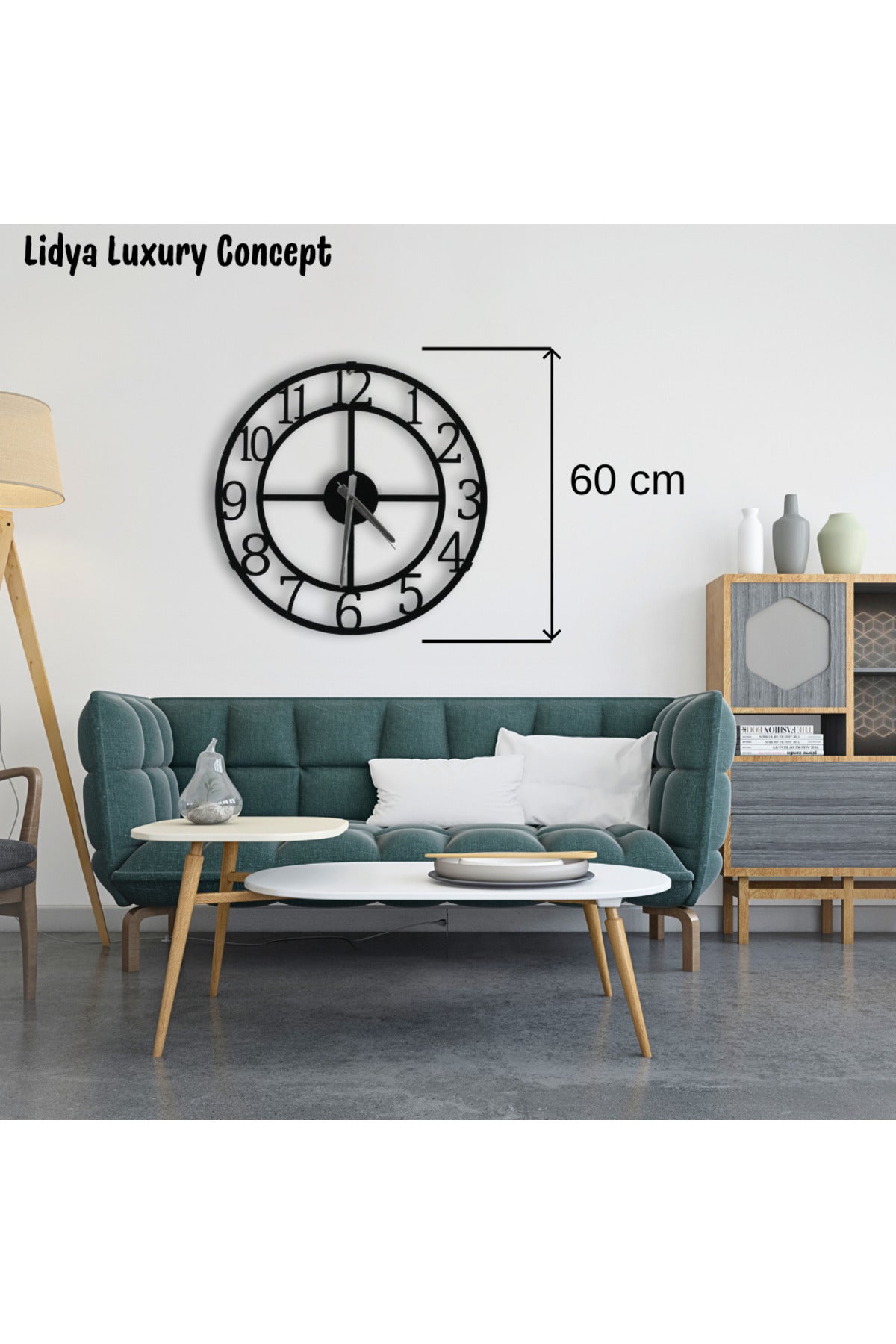Siyah Metal Duvar Saati 60 cm Minimal Tasarim Sessiz Mekanizma
