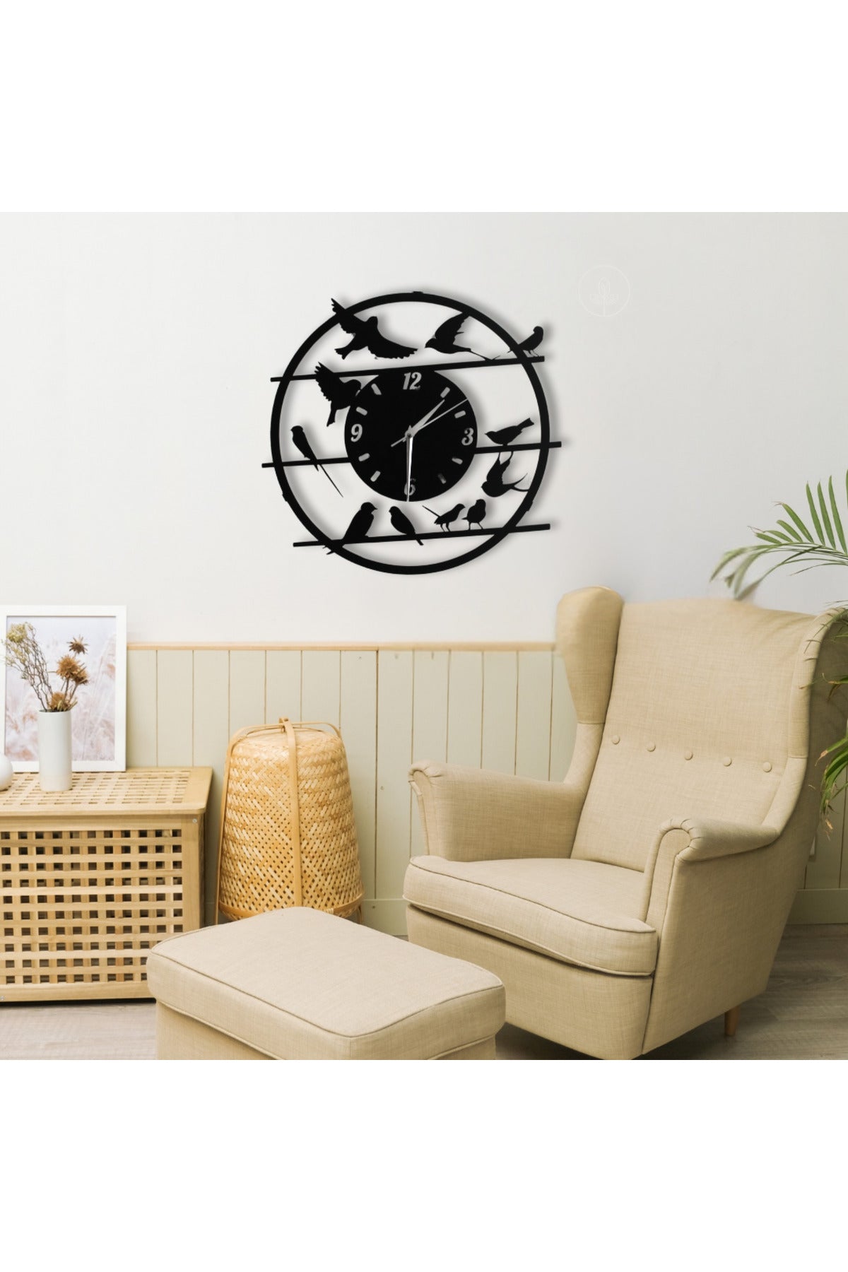 Modern Kuş Figürlü Metal Duvar Saati | 40 cm Sessiz Mekanizma | Dekoratif & Şık