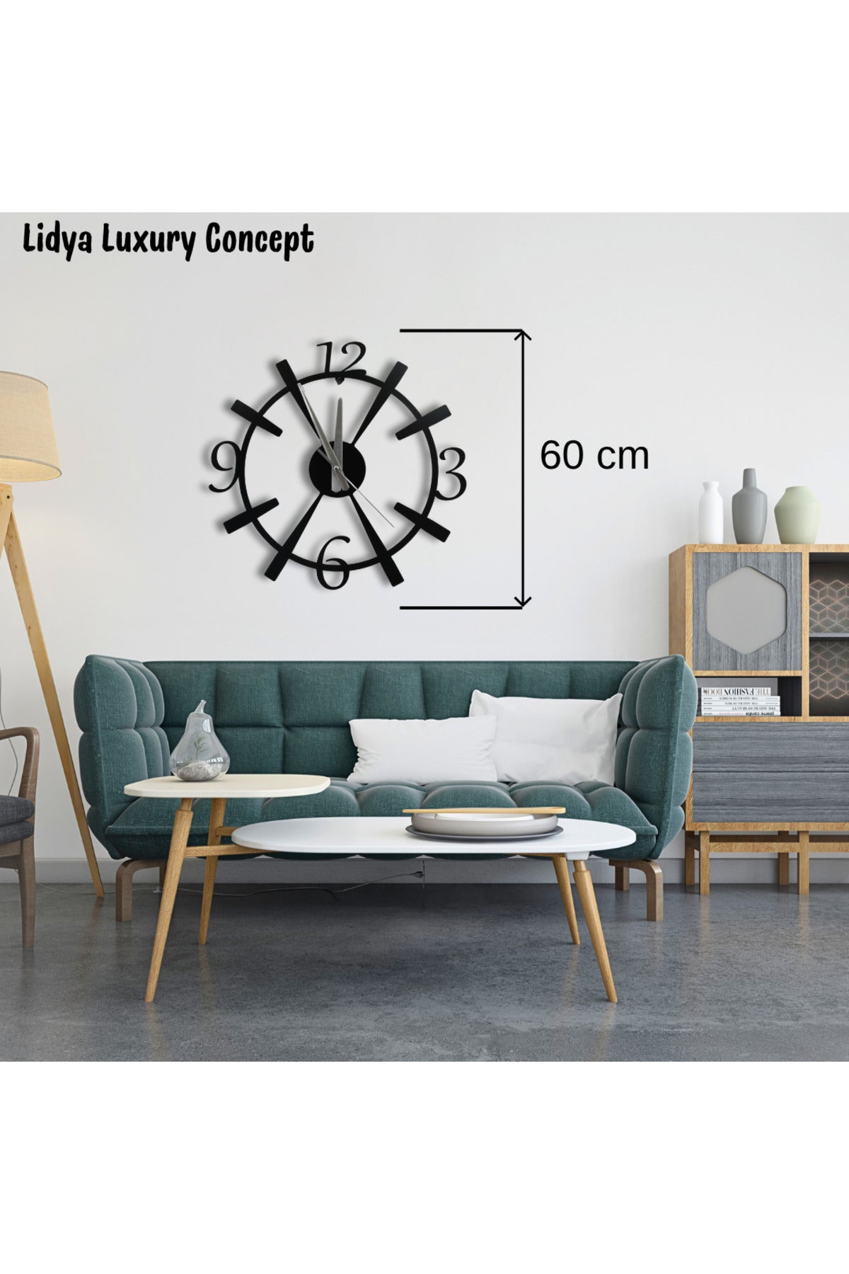 Salon ve Oturma Odası  Modern Metal Duvar Saati  60 cm  Sessiz Mekanizma