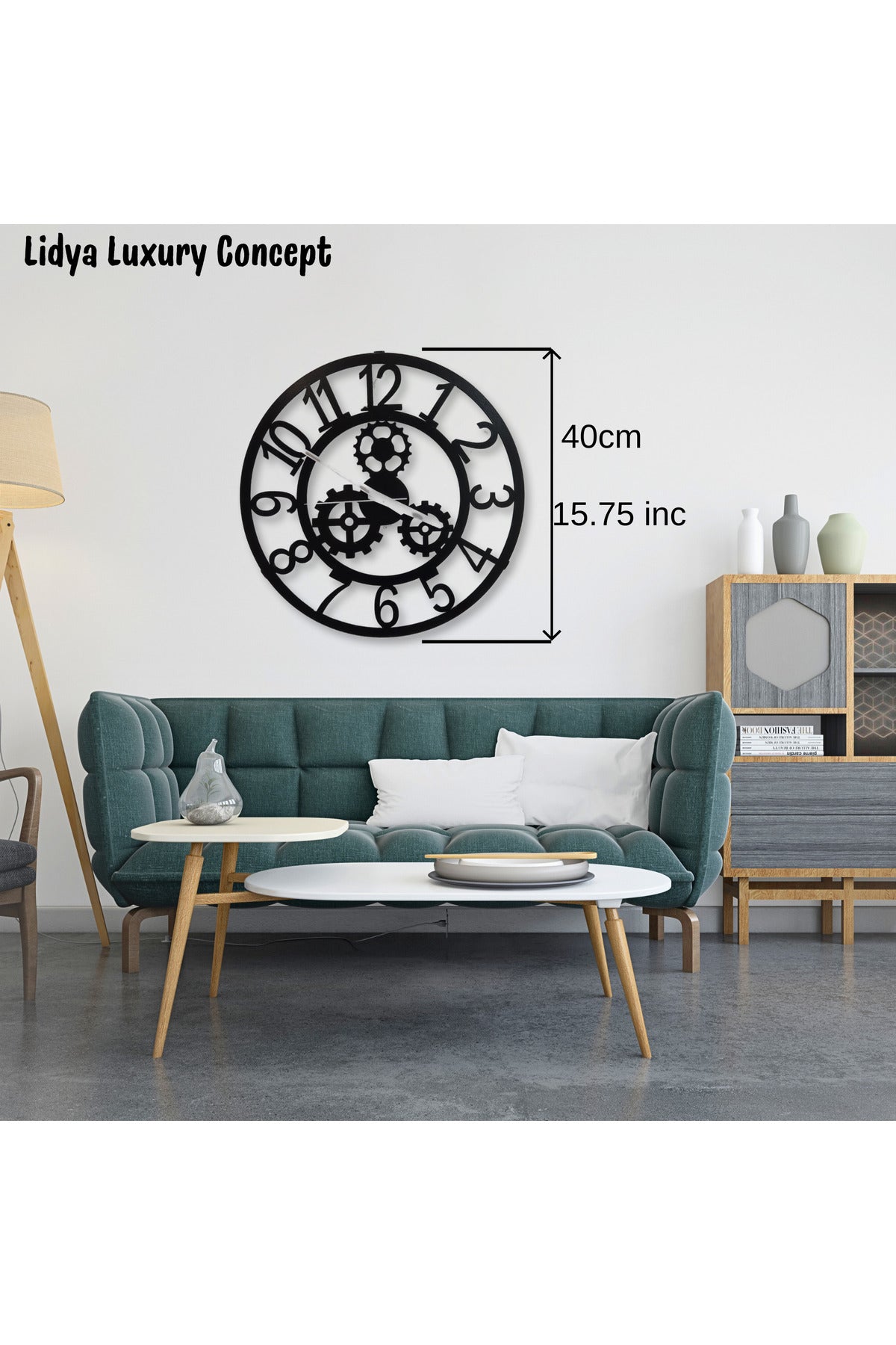 40 cm Disli Detayli Metal Duvar Saati Siyah Loft Tarzı Sessiz